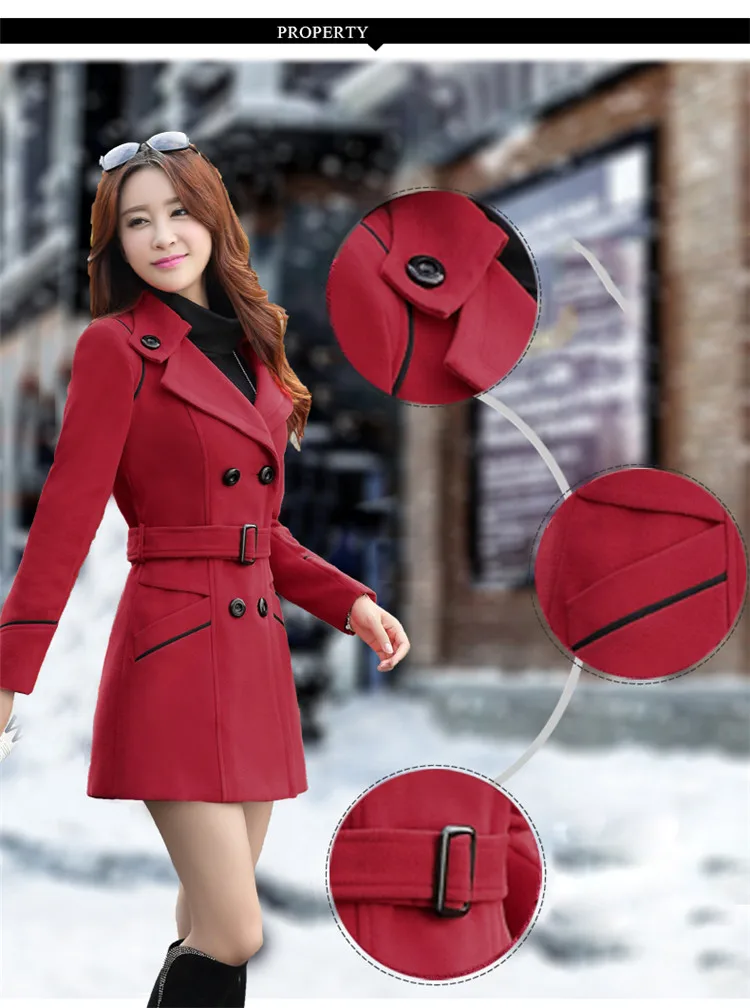 1 2018 super fashion spring Korean version of the new large size women's woolen coat women's long woolen coat slim windbreaker women (2)