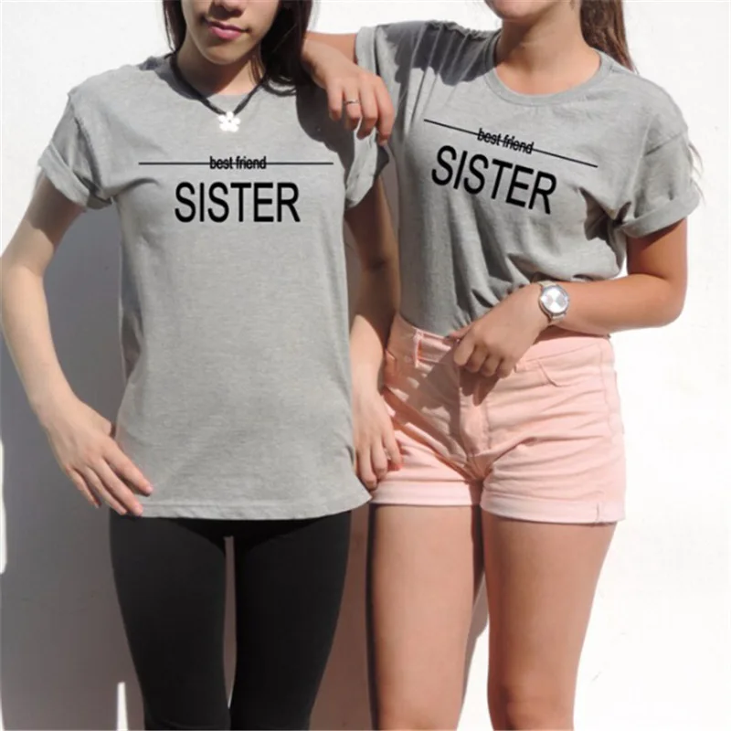 Футболки с надписью Best Friends Sisters Tumblr женские летние топы короткими рукавами