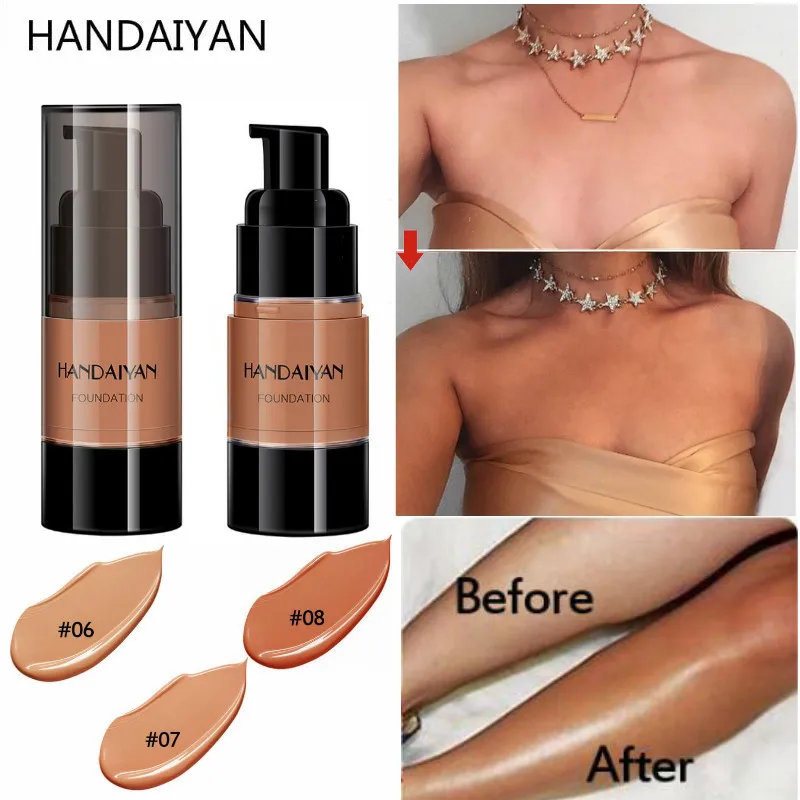 

HANDAIYAN Bronze Face Foundation Makeup Base Liquid Foundation Waterproof Concealer Soft Matte Full Coverage Beauty Body Cream