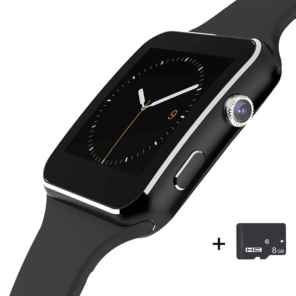 Kobwa X6 Смарт часы с камерой сенсорный экран Поддержка SIM TF карты Bluetooth Smartwatch для iPhone Xiaomi Android телефон - Цвет: Black Memery Card