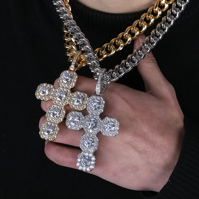 Хип-хоп микро проложенный квадратный AAA кубический цирконий Bling Ice Out крест подвески ожерелья для мужчин раппер ювелирные изделия Прямая