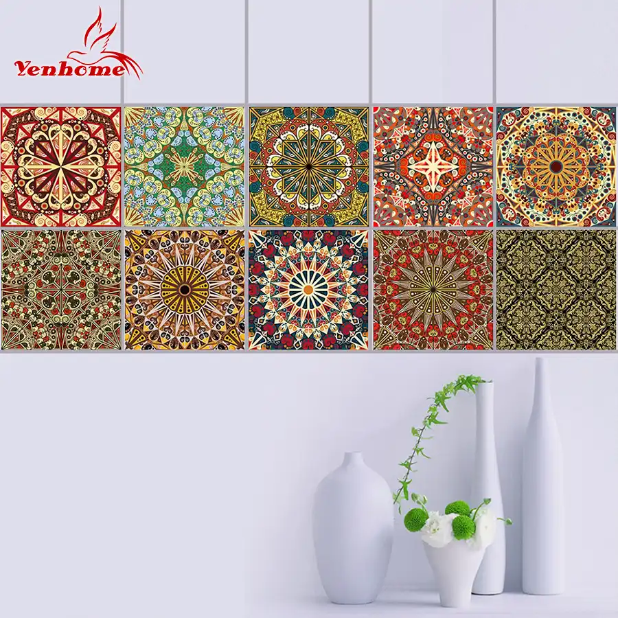 10pcs Diy Mosaic Tile Decals Bathroom Waterproof Pvc Self Adhesive