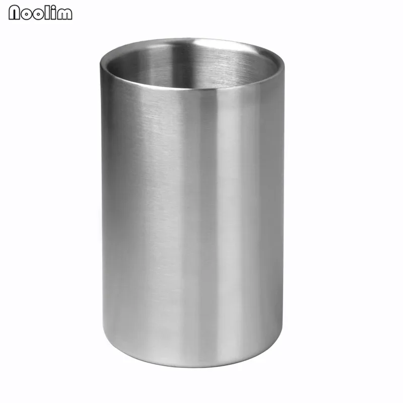 NOOLIM 1PC Stainless Steel Ice Bucket Wine Cooler Whisky Beer Wort Chiller With Hot Barware Champagne Buckets