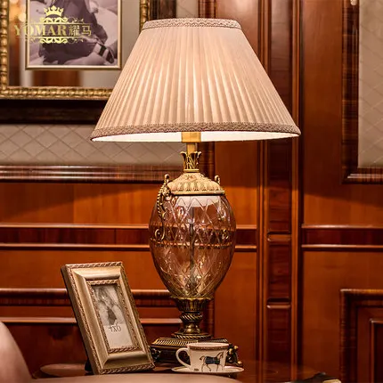 

Warm Fashion Europe Crystal Bedside Lighting Desk Table Lamp For Bedroom Wedding Home Decoration Plated Metal+fabric lampshade