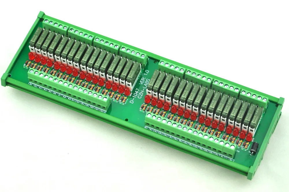 

Slim DIN Rail Mount DC5V Source/PNP 32 SPST-NO 5A Power Relay Module, APAN3105