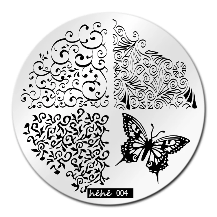 

Butterfly Flower Nail Art Stamping Template Image Plate hehe004 Nail Plates Manicure Stencil Set For Nail Steel Stamping
