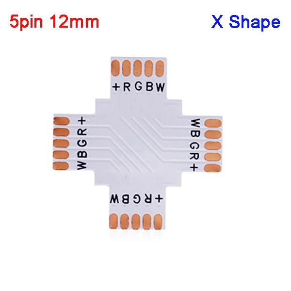 5 шт. 2Pin 3Pin 4Pin 5pin светодиодный разъем 8 мм 10 мм 12 мм L/T/X форма FPC Сварка адаптер используется для 3528 2812 5050 RGB светильник полосы - Цвет: 5pin X 12mm