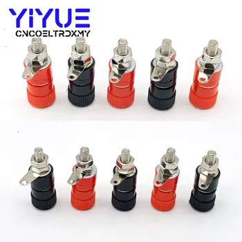 

10pcs 4mm Banana Socket Nickel Plated Binding Post Nut Banana Plug Jack Connector Red + Black