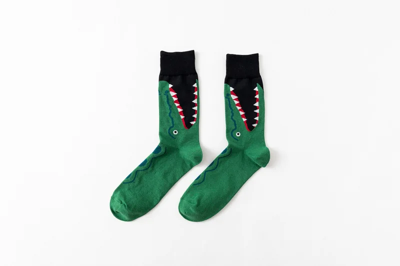 Модные мужские носки без пятки в европейском и американском стиле; крутые хлопковые носки для влюбленных; креативные Носки с рисунком крокодила и зебры; 141