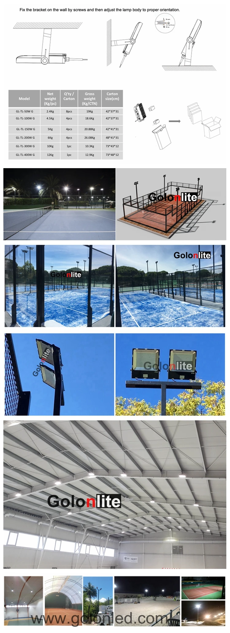 led tennis court light