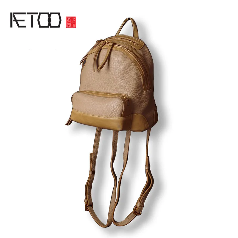 

AETOO Shoulder bag female leather Japanese retro hit the first layer of leather backpack women's backpack