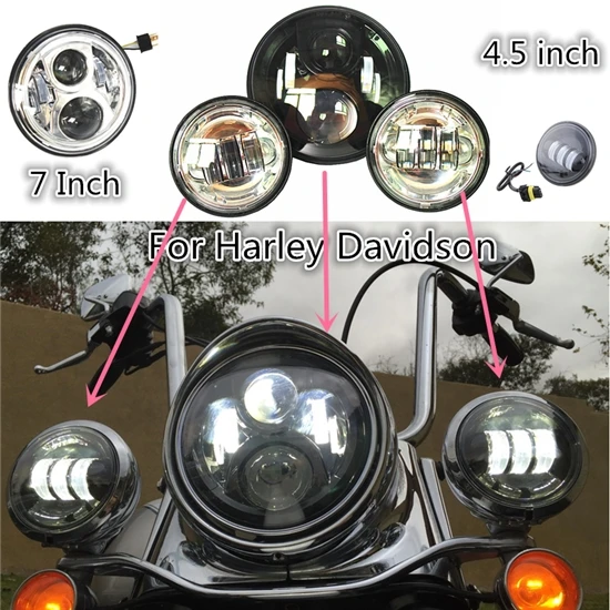 7 inch led headlight with 4.5 inch passing light 