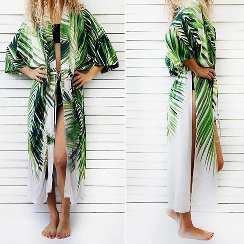 

Printed Cover Up Beach Women 2019 Cotton Kaftan Beach Tunic Dress Plus Size Pareo Bikini Cover Up Swimwear Robe de Plage