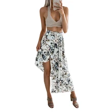 Сексуальная Boho печатная Женская обтягивающая юбка летняя винтажная пляжная юбка с высокой талией Женская Сплит длинный макси юбки Faldas Mujer