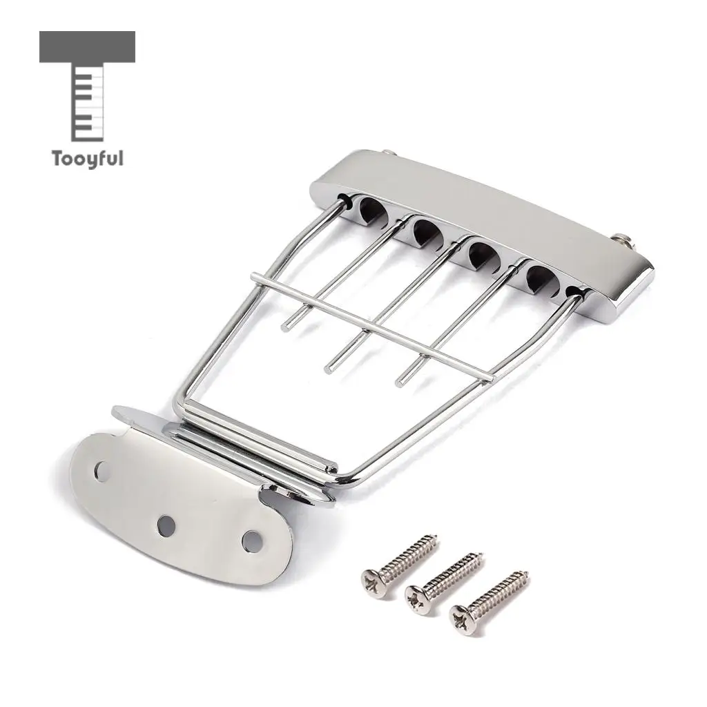 Tooyful Chrome 4 String Trapeze Tailpiece for Archtop Jazz Bass Guitar Parts