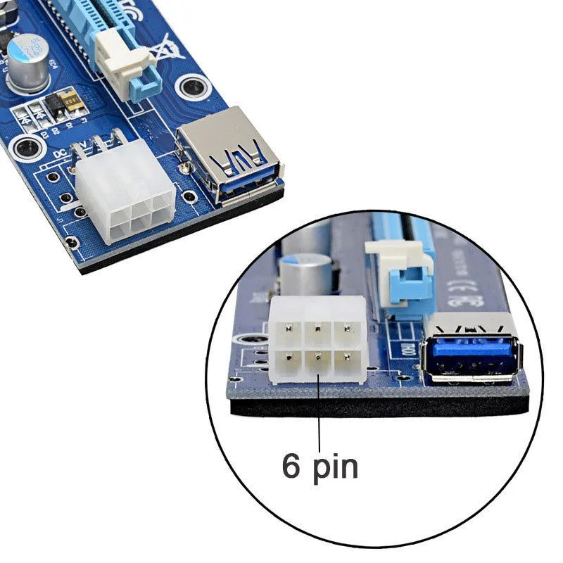 60cm PCI-E Riser 008s 007s 007 006 006c Express 1X 4x 8x 16x Extender USB Riser Adapter Card SATA 4pin 6pin for BTC Mining GHMY