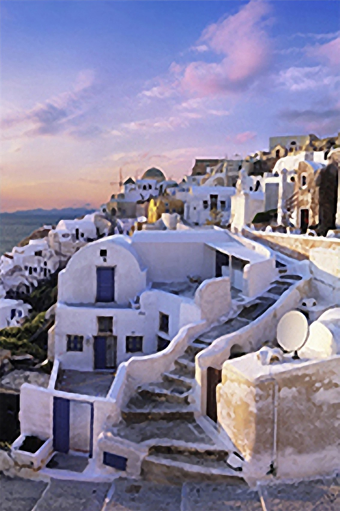 

46X66cm DIY Full Drill Diamond Painting Cross Stitch Scenery Santorini Printed Draw Picture Round Rhinestones Embroidery