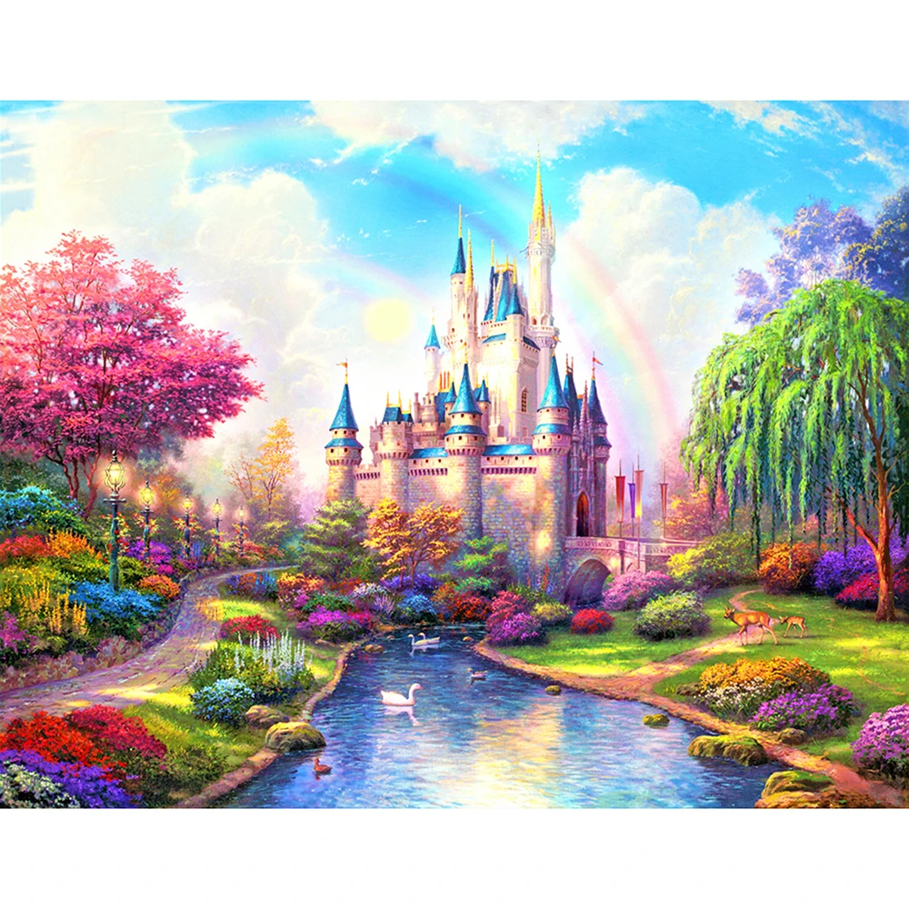 5d Diy Diamond Painting Scenery Pink Fantasy Castle Diamond Embroidery 3d Cross Stitch Embroidery Diamond Mosaic Home Kit Diamond Painting Cross Stitch Aliexpress