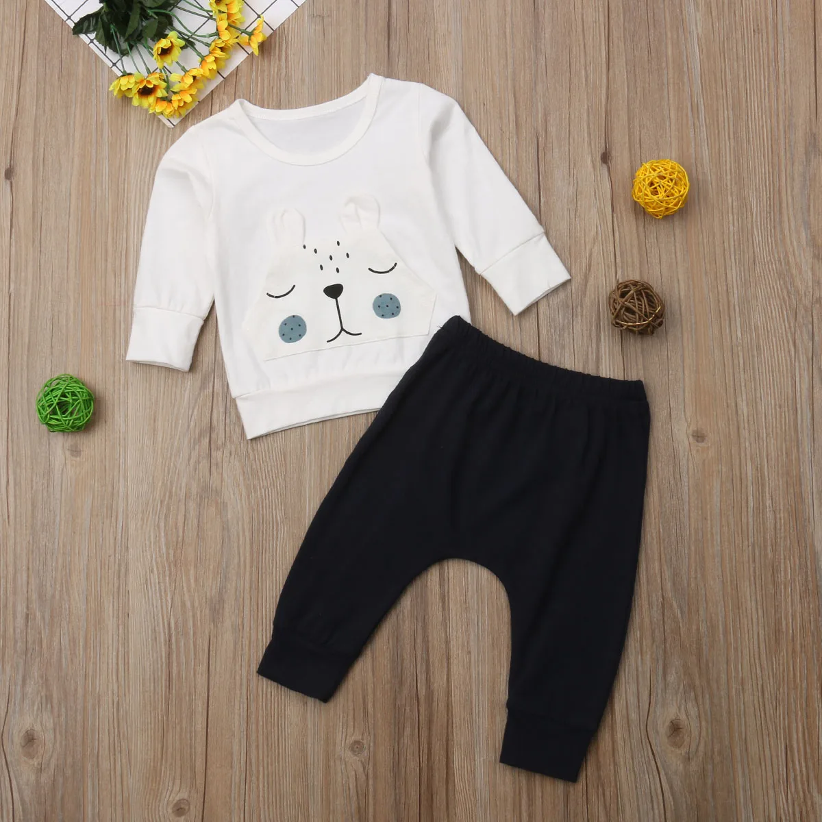 Pudcoco/Новейшая модная одежда для новорожденных мальчиков и девочек; хлопковые топы с объемным рисунком медведя; длинные штаны; комплект одежды из 2 предметов