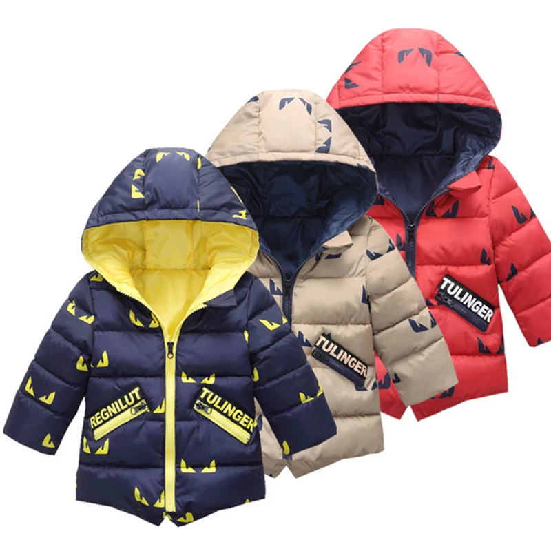 

Kids Jacket Winter Boy 2019 Fashion Hooded Thick Warm Cotton Outerwear Boys Print 2-7 Years Korean Clothes Coats Jacket