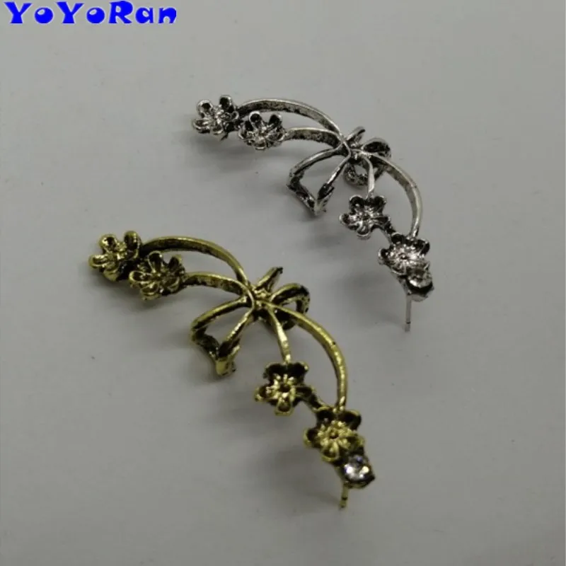 YoYoRan 1 шт. винтажные Цветочные Стразы Клипсы Серьги-каффы для женщин антикварные