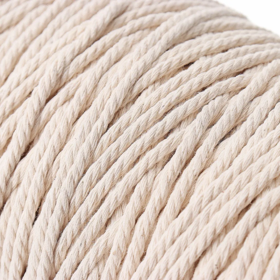 220M 3mm Natural Beige Soft Cotton Twisted Cord Rope Craft Macrame Artisan String DIY Handmade Tying Thread Cord Rope  Diameter