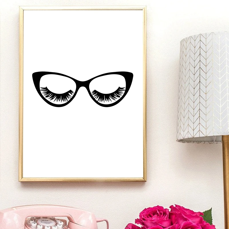 Eyelashes and glasses Canvas prints
