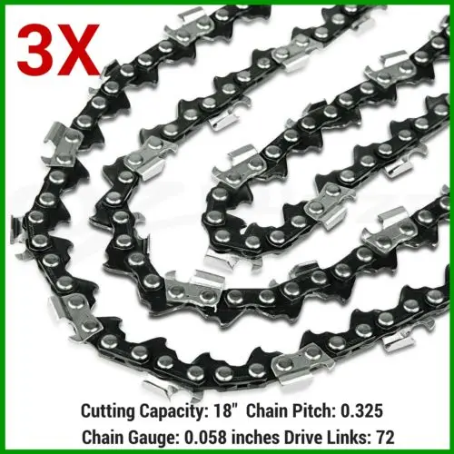 

2019 New Model 3PCS X18" x72DL,0.325 Pitch,0.058 Gauge ,High quality Chain