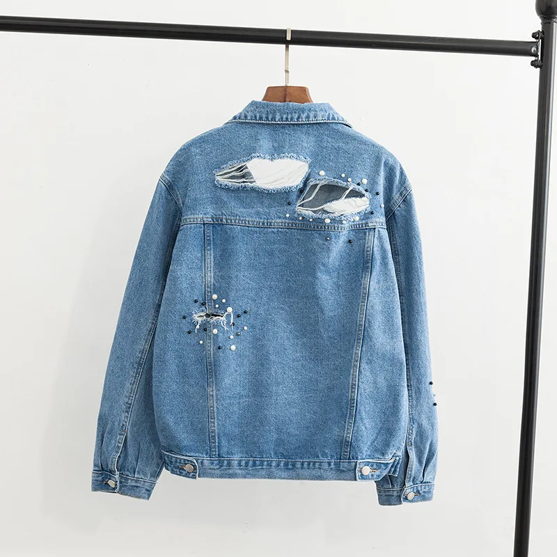 2019 размера плюс Повседневная джинсовая куртка Весенняя женская одежда модная