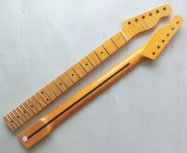 Best price at $121 Cheap 21 Fret Tiger flame maple Electric Guitar Neck Wholesale Guitar Parts guitarra musical instruments accessories