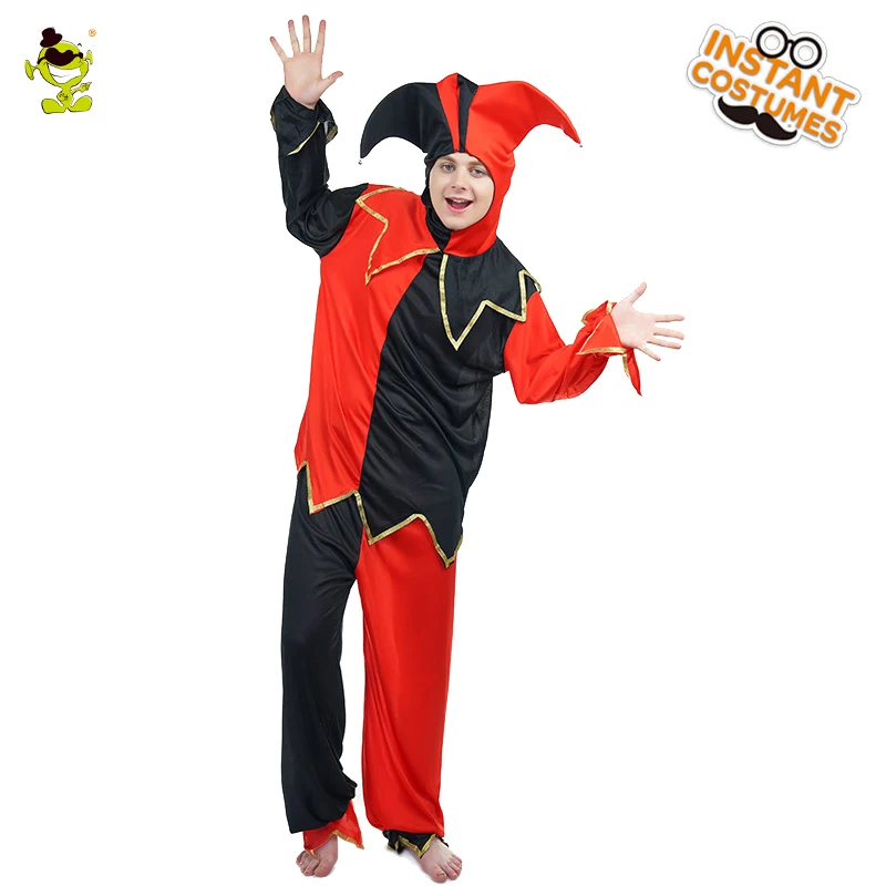 black and red clown costume