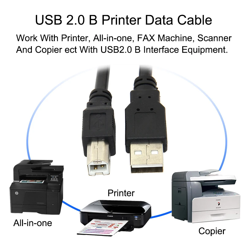 Egrincy usb 2.0 النوع a إلى b ذكر ل ذكر كابل الطابعة سريع مزامنة بيانات شحن الحبل ل canon epson hp طابعة الفاكس آلة 5 10 متر