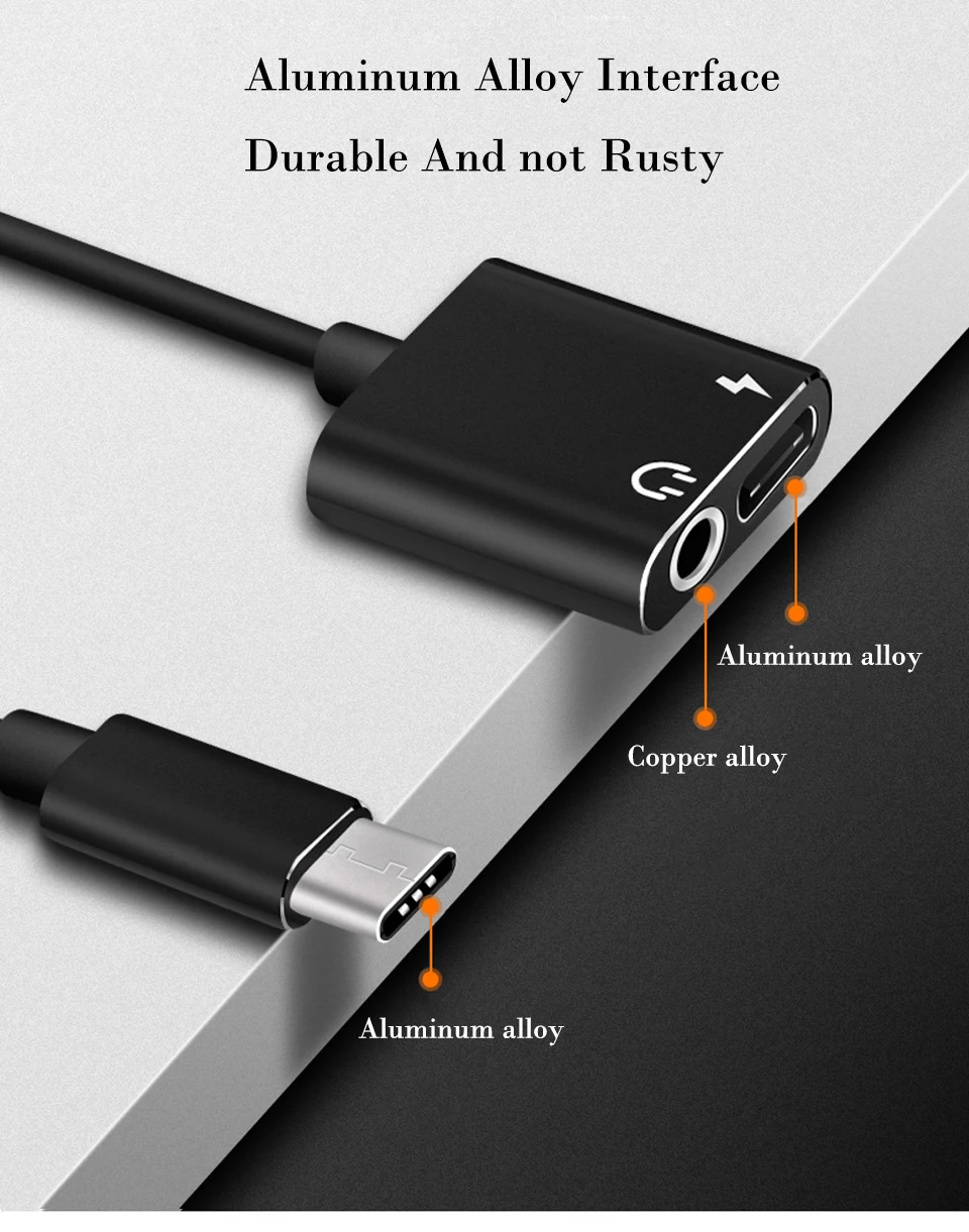 2in1 Type-c Cables For iPhone 7 8 Plus X Charging adapter Charger Splitter For Lightning Headphone Earphone  Audio Cable Adapter (8)