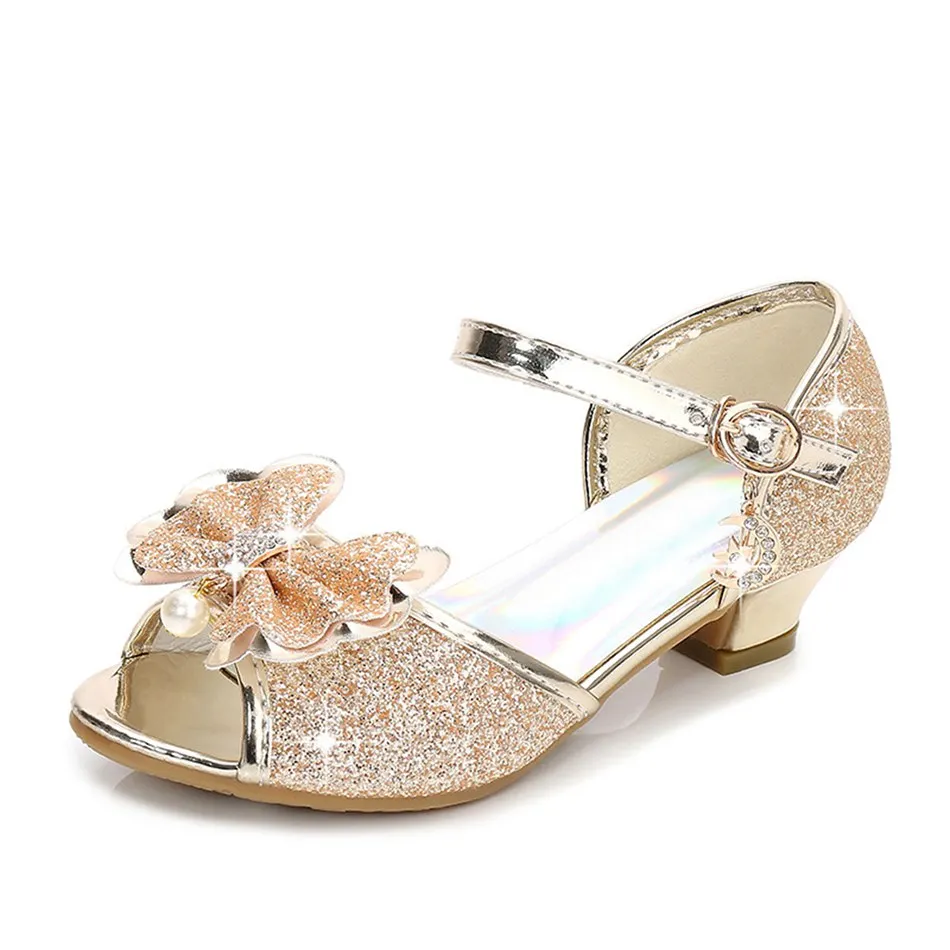 Girls Mini Melissa Glitter Shoes Baby Kids Summer Soft Leather Sandals 5 Colors Children Princess Wedding Party Birthday Shoes