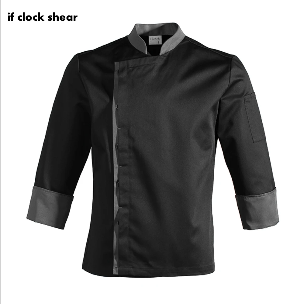 

long sleeves waitress uniform work clothes New Chef clothes hotel canteen cake bakers kitchen ladies chef's jacket Unisex Black