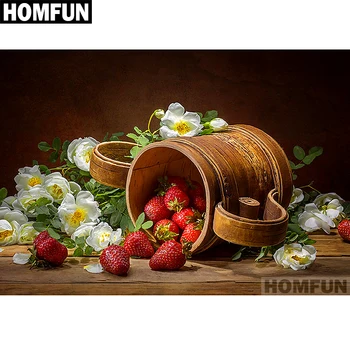 

HOMFUN Full Square/Round Drill 5D DIY Diamond Painting "Strawberry flower" Embroidery Cross Stitch 5D Home Decor Gift A01282