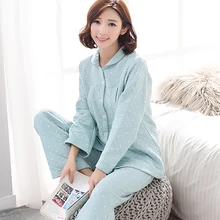 Autumn Winter Maternity Nursing Clothes For Pregnant Women Clothes Floral Luxury Cotton Maternity Nursing Sleepwear Set