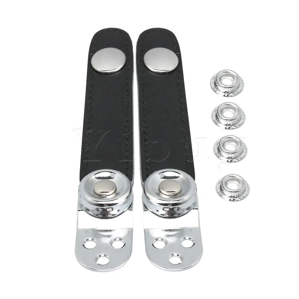 

Yibuy 7.4x2.2cm Black Leather Adjustable Bellows Straps with Metal Extension Film 4 Buckle Fit for Accordion