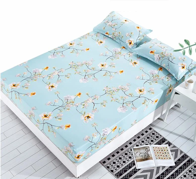 1pc 100%Polyester Fitted Sheet Mattress Cover Printing Bedding Linens Bed Sheets With Elastic Band Double Queen Size 160cm*200cm | Дом и сад