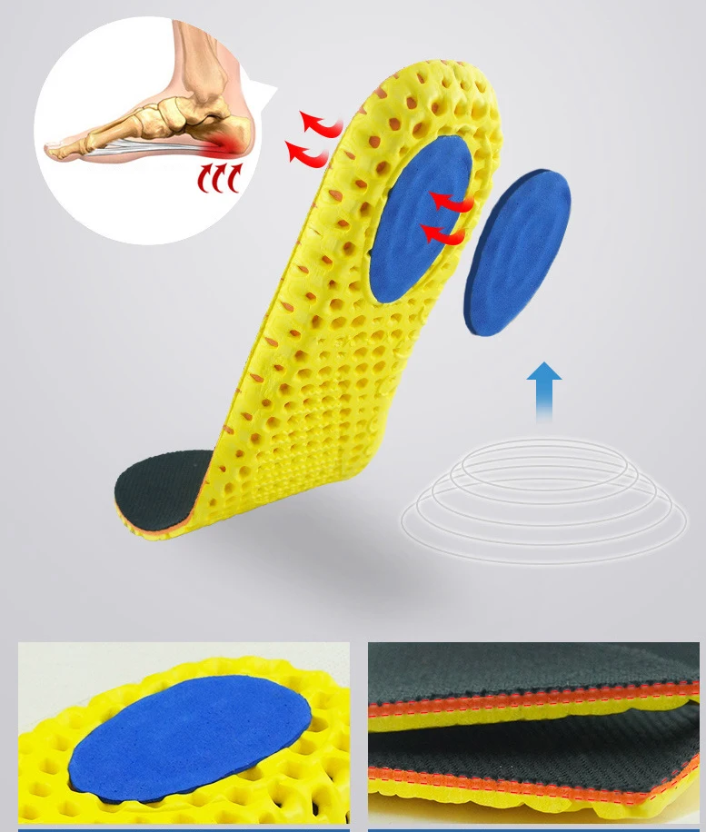 Нескользящая стелька унисекс, спортивная обувь, утолщенная Амортизационная стелька, светильник, Дышащие стельки для женщин и мужчин