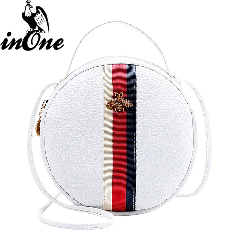 

INONE 3D Bee Vegan Leather Crossbody Shoulder Messenger Bags for Women 2019 Bolsa Feminina Cymka Round Bag Purses and Handbags