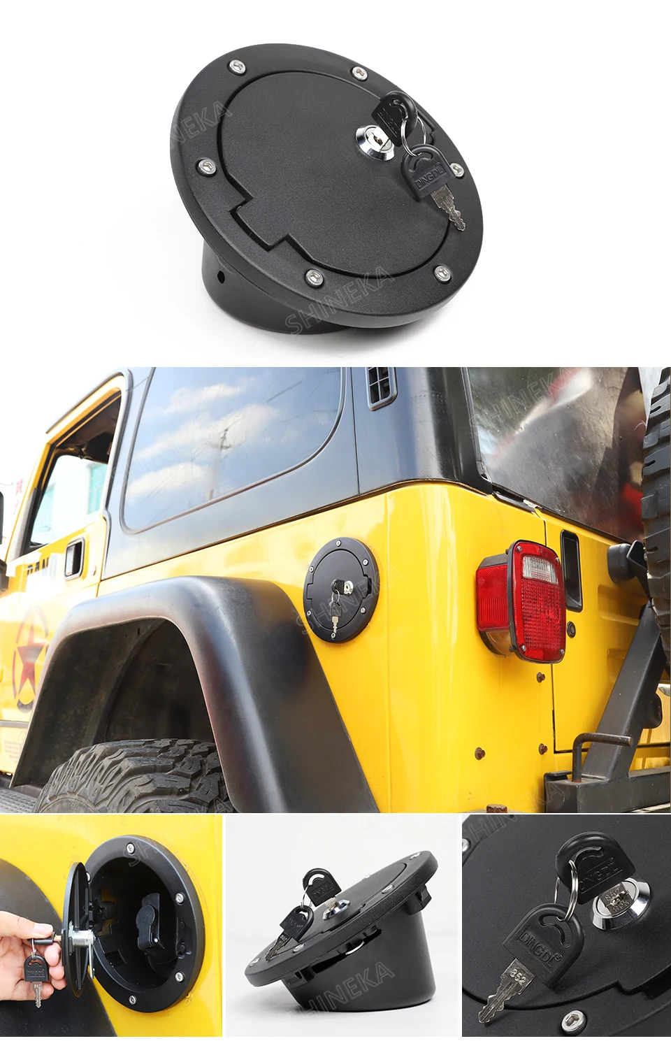 SHINEKA крышка бака для Jeep Wrangler TJ 1997-2006 автомобильный масляный колпачок крышка топливного бака с ключом для Jeep Wrangler TJ аксессуары