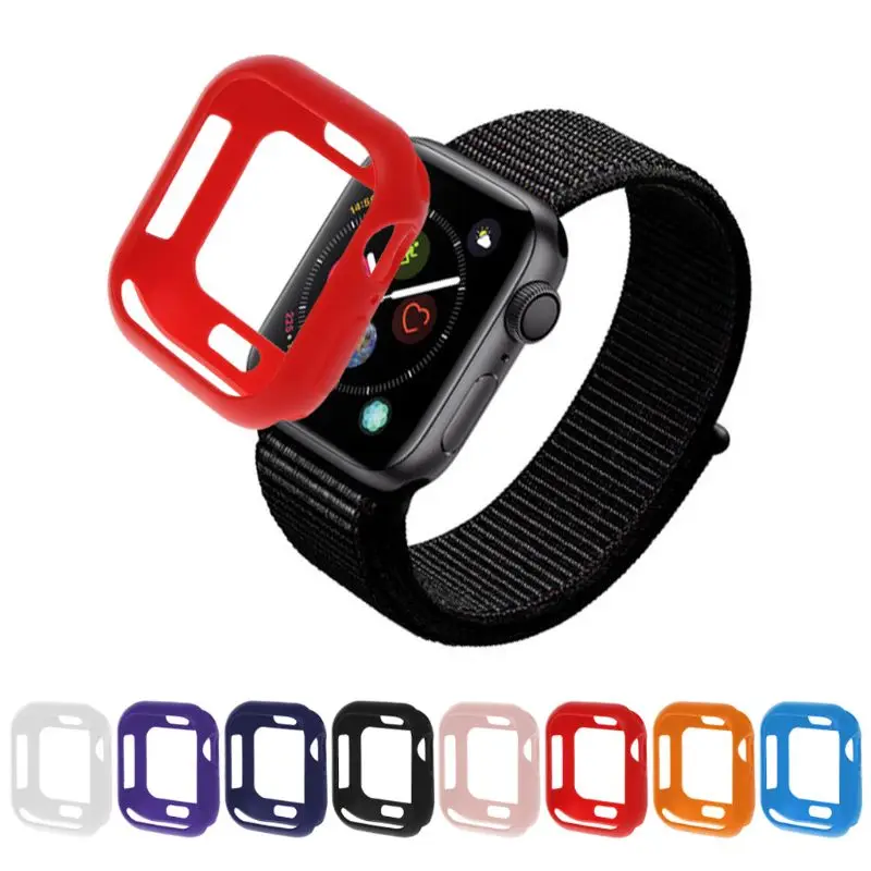 

Silicone Watch Cover Case for Apple Watch 4 Band Soft Protective Frame Clear Full Protection Shell Flexible Accessory 40 44mm