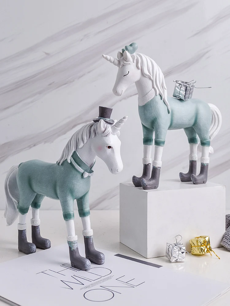 

Nordic Style Unicorn Resin Ornaments Children Room kid Birthday Gift Cartoon Home Decor