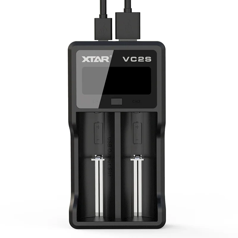 XTAR ЖК-дисплей Зарядное устройство QC 3,0 быстрой зарядки для VC4S/VC2S Мощность банк Зарядное устройство/VC2 VC4 USB Зарядное устройство 20700 21700 18650 Батарея Зарядное устройство - Цвет: VC2S