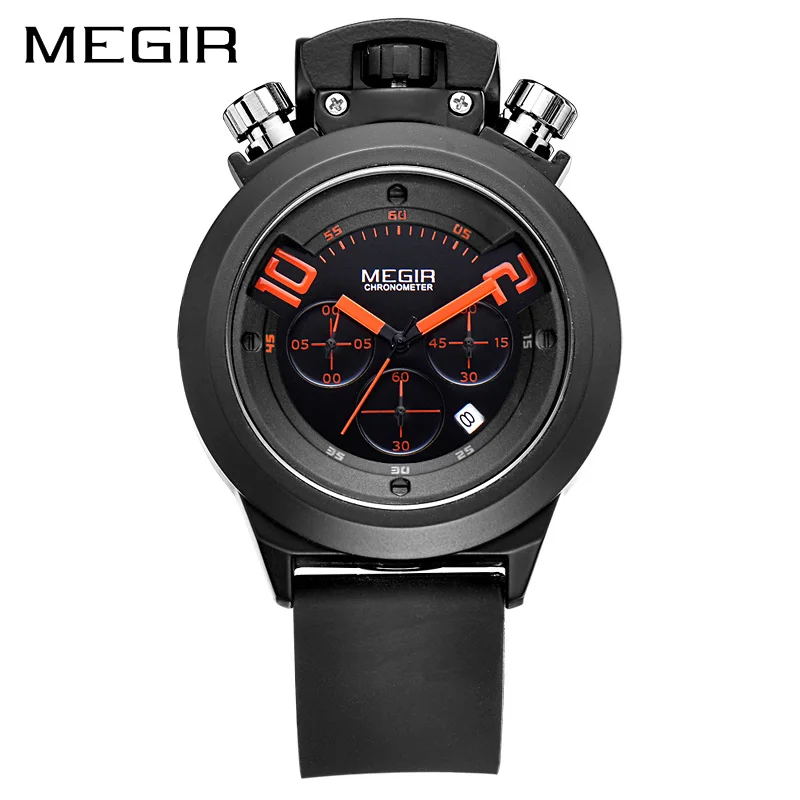 

MEGIR Chronograph Watch Men Fashion Casual Silicone Sport Quartz Watches Mens Military Male Wrist Watches Clock Erkek Kol Saati