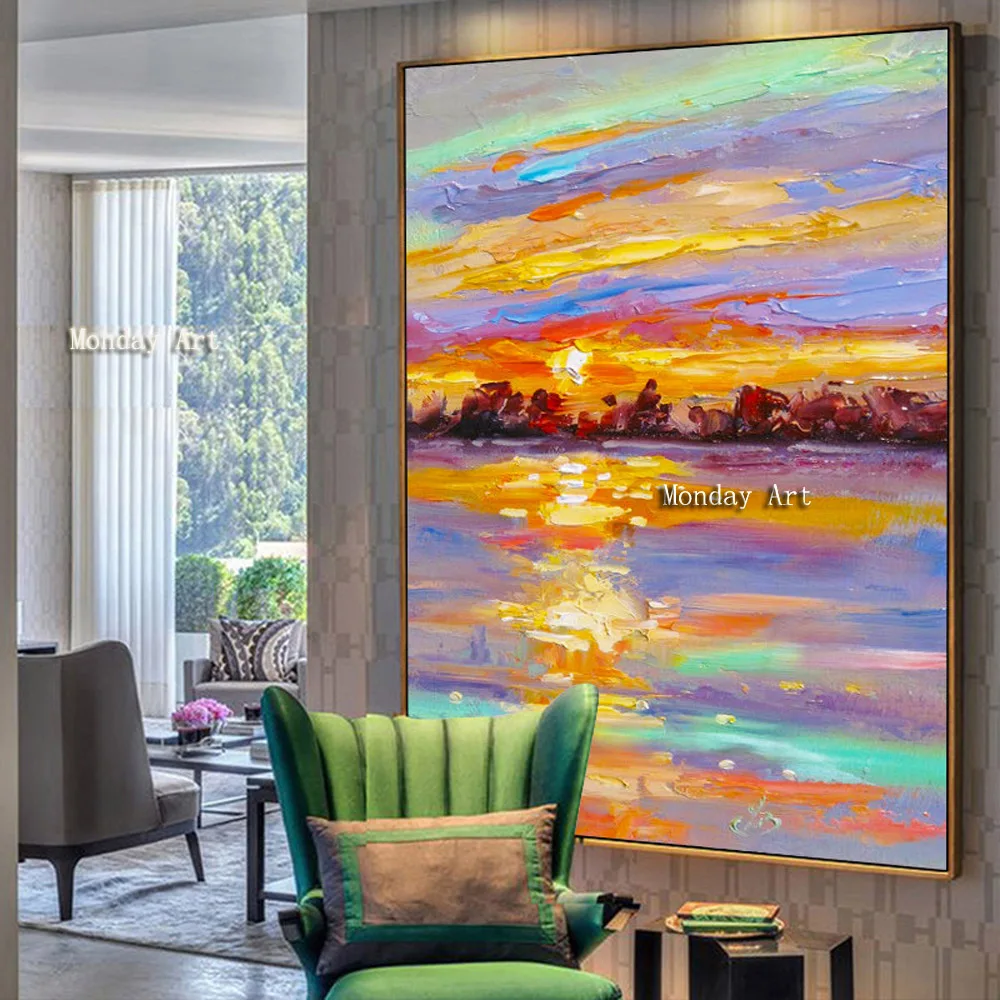 100-Hand-Painted-Sunset-Scenery-Abstract-Art-Oil-Painting-On-Canvas-Wall-Art-Wall-Adornment-pictures (3)