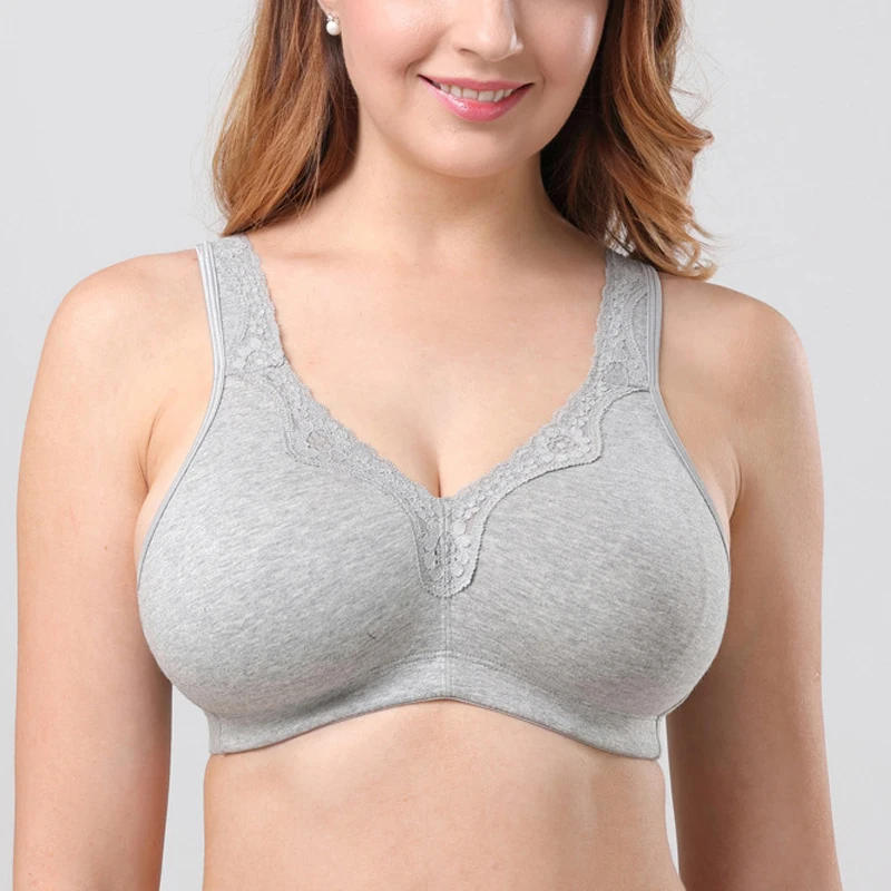 

Deruilady 2018 Women Full Cup Bra Wire Free Ultra-thin Big Size 85CEG Cup Bras For Women Solid Comfortable Cotton Lingerie Women