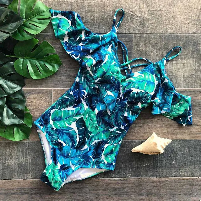{Excellent|Wonderfull|Very Good|Very Recommended} 2019 Sexy Female Retro V Neck Blue Striped Swimsuit One Piece Ruffled Push Up Padded High Waist Swimwear Women Monokini Limited Price