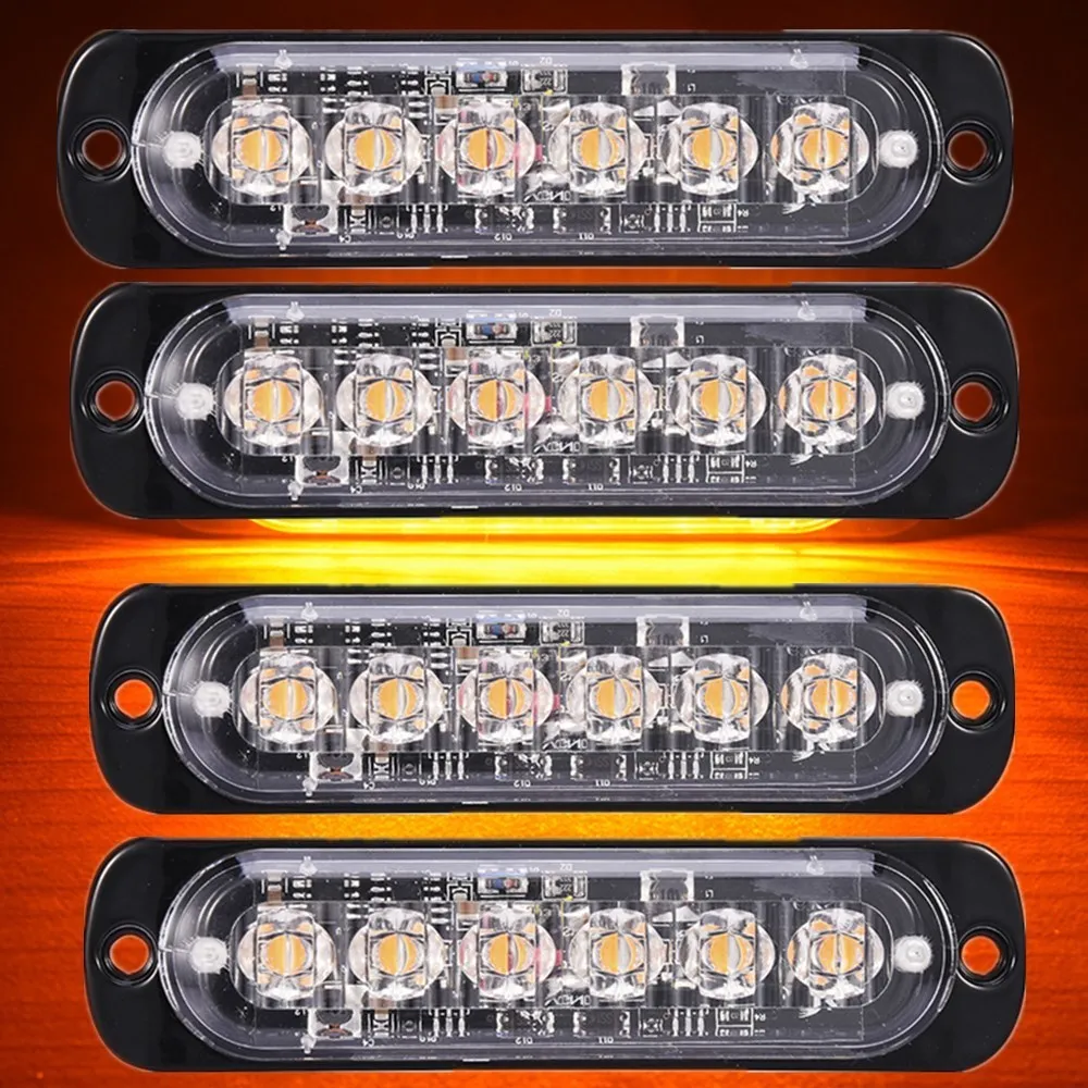 Buy GERUITE 4X Side Strobe Marker Lights Car Truck 6 LED Amber Flashing